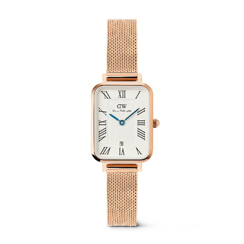The Watch Boutique Daniel Wellington Quadro Melrose Roman Numerals Date Rose Gold Watch