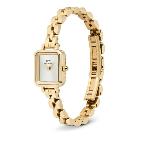 The Watch Boutique Daniel Wellington Quadro Mini Arch 3-Link Gold Sunray Dial Minimalist Watch