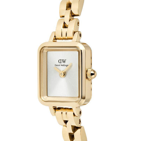 The Watch Boutique Daniel Wellington Quadro Mini Arch 3-Link Gold Sunray Dial Minimalist Watch