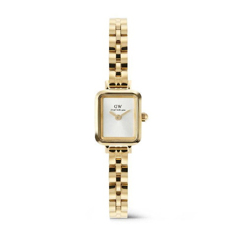 The Watch Boutique Daniel Wellington Quadro Mini Arch 3-Link Gold Sunray Dial Minimalist Watch
