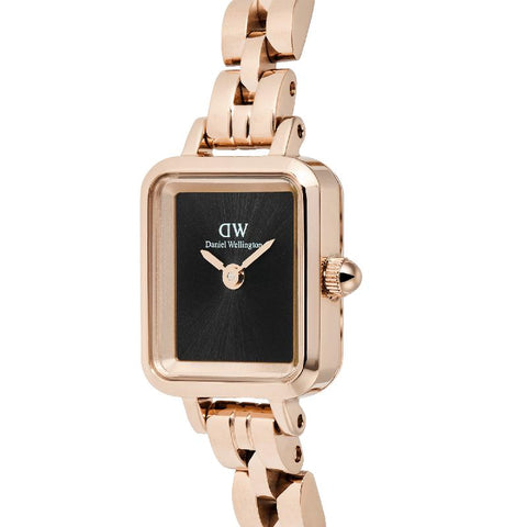 The Watch Boutique Daniel Wellington Quadro Mini Arch 3-Link Onyx Sunray Rose Gold Watch