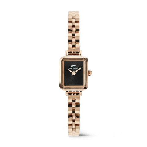 The Watch Boutique Daniel Wellington Quadro Mini Arch 3-Link Onyx Sunray Rose Gold Watch