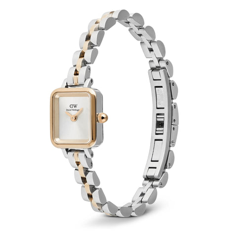 The Watch Boutique Daniel Wellington Quadro Mini Arch 3-Link Two Tone Rose Gold Watch