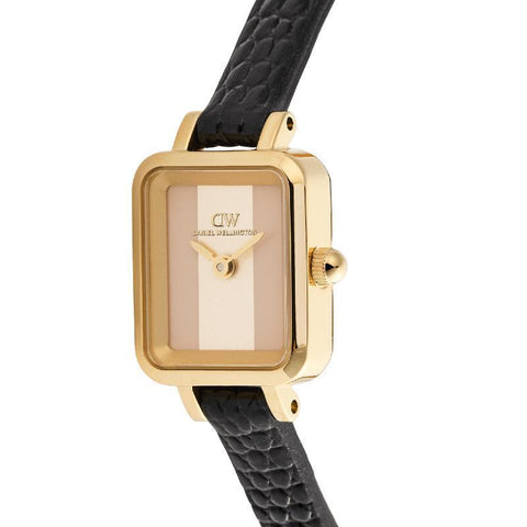 The Watch Boutique Daniel Wellington Quadro Mini Black Lizard Conwy Gold Women's Watch