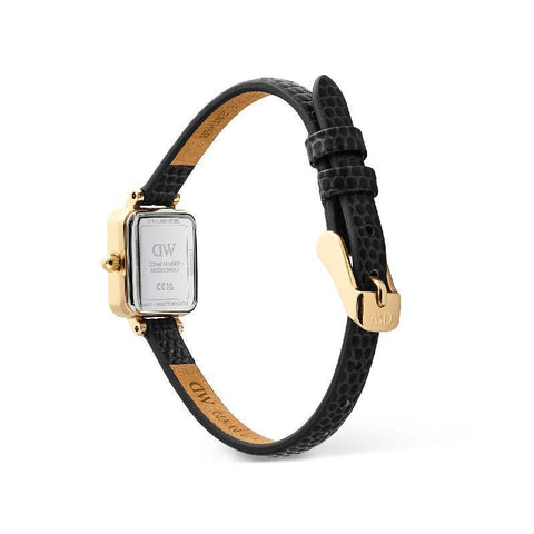 The Watch Boutique Daniel Wellington Quadro Mini Black Lizard Conwy Gold Women's Watch