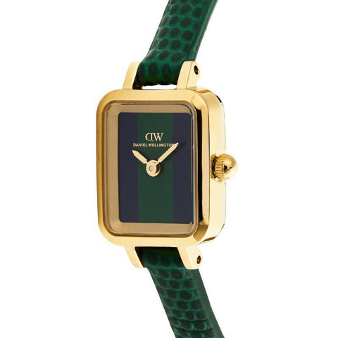 The Watch Boutique Daniel Wellington Quadro Mini Green Lizard Warwick Gold Women's Watch