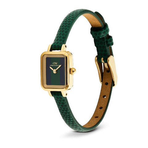 The Watch Boutique Daniel Wellington Quadro Mini Green Lizard Warwick Gold Women's Watch