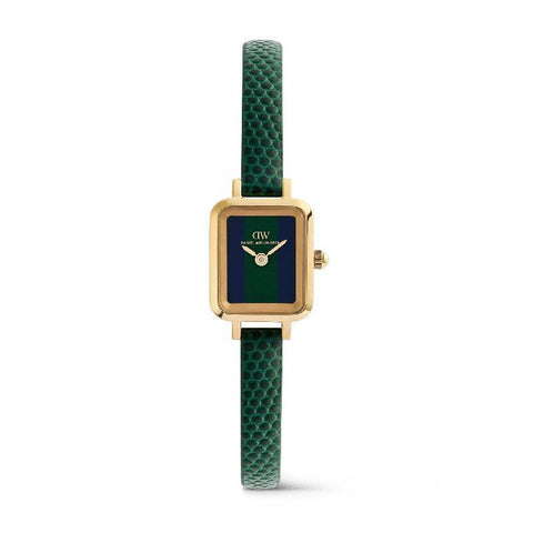 The Watch Boutique Daniel Wellington Quadro Mini Green Lizard Warwick Gold Women's Watch