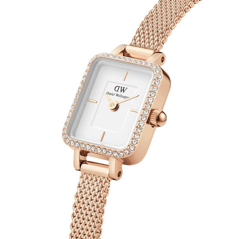 The Watch Boutique Daniel Wellington Quadro Mini Lumine Bezel Rose Gold Watch 15.4x18.2mm