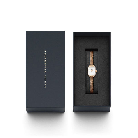 The Watch Boutique Daniel Wellington Quadro Mini Lumine Bezel Rose Gold Watch 15.4x18.2mm