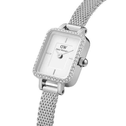 The Watch Boutique Daniel Wellington Quadro Mini Lumine Bezel Silver Watch 15.4x18.2mm