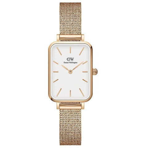 The Watch Boutique Daniel Wellington Quadro Pressed Mesh Rose Gold White