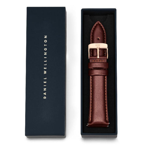The Watch Boutique Daniel Wellington Rose Gold Tapered St Mawes Leather Watch Strap - 21mm