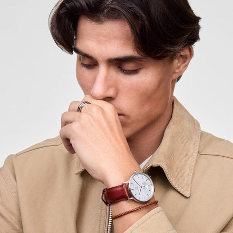 The Watch Boutique Daniel Wellington St Mawes Silver Braided Leather Bracelet