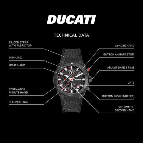 The Watch Boutique Ducati Black Dial Chronograph Men's Watch