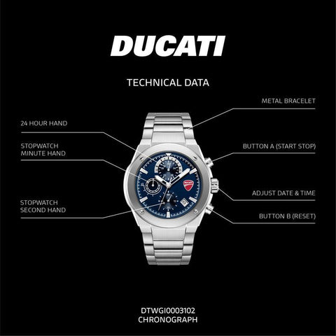 The Watch Boutique Ducati Corse Quartz Chronograph Watch Blue Dial