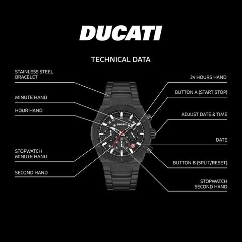 The Watch Boutique Ducati IP Black Dial Chronograph Men's Watch