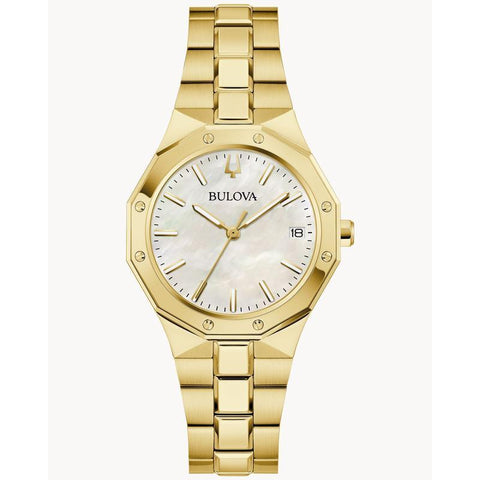 The Watch Boutique Elegant Bulova Prestige Women's Gold-Tone Mother-of-Pearl Quartz Watch