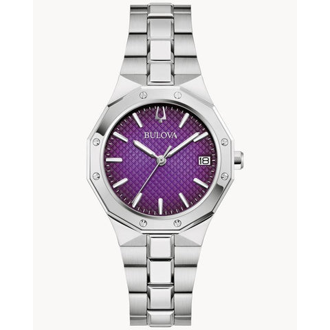The Watch Boutique Elegant Bulova Prestige Women's Watch, Purple Ombre Dial, Stainless Steel Bracelet