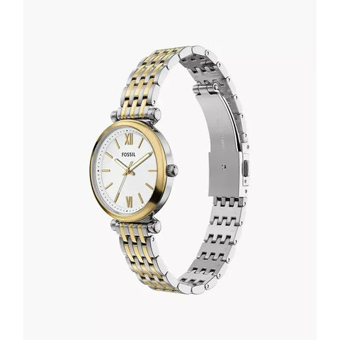 The Watch Boutique Fossil Carlie Mini Three-Hand Two-Tone Stainless Steel Women's Watch and Bracelet