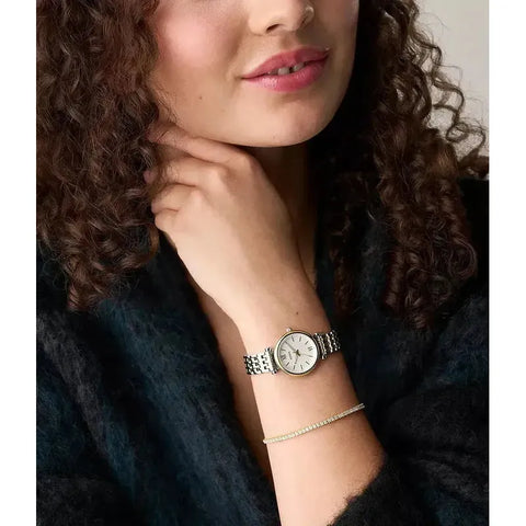 The Watch Boutique Fossil Carlie Mini Three-Hand Two-Tone Stainless Steel Women's Watch and Bracelet