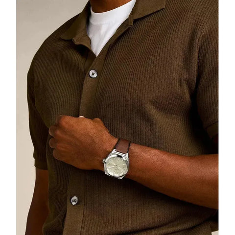 The Watch Boutique Fossil Everett Three-Hand Date Brown Leather Men's Watch