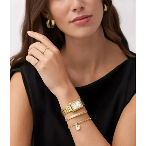 The Watch Boutique Fossil Raquel Three-Hand Date Gold-Tone Stainless Steel Watch Women's Watch