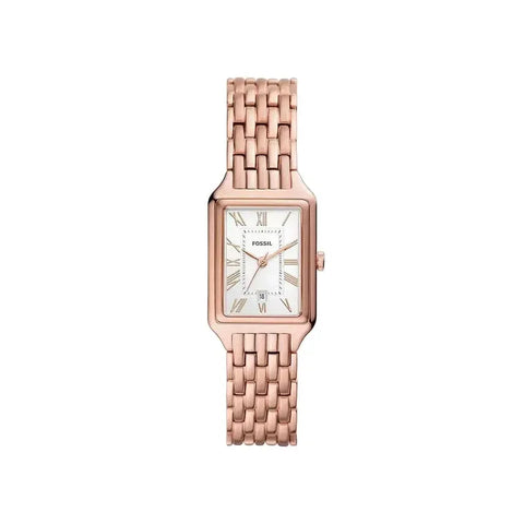 The Watch Boutique Fossil Raquel Three-Hand Date Rose Gold-Tone Stainless Steel Women's Watch