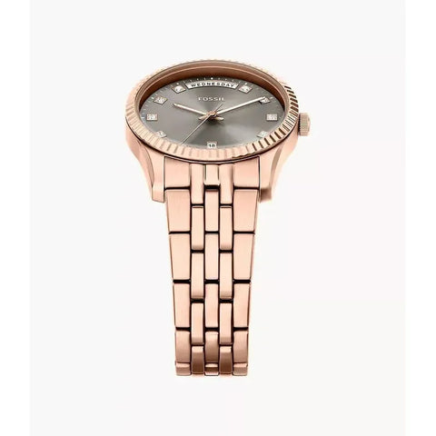 The Watch Boutique Fossil Scarlette Three-Hand Day-Date Rose Gold-Tone Stainless Steel Women's Watch