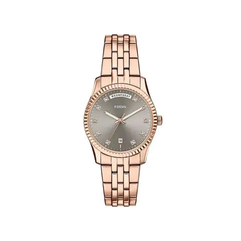 The Watch Boutique Fossil Scarlette Three-Hand Day-Date Rose Gold-Tone Stainless Steel Women's Watch