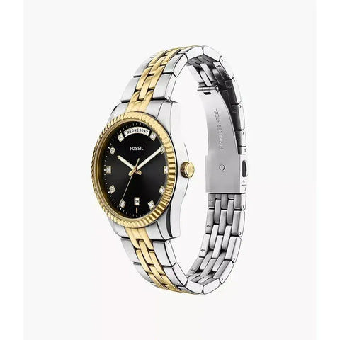 The Watch Boutique Fossil Scarlette Three-Hand Day-Date Two-Tone Stainless Steel Women's Watch