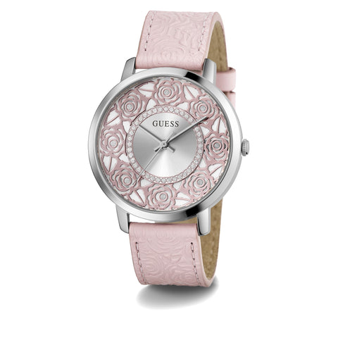 The Watch Boutique GUESS Ladies Pink Silver Tone Analog Watch GW0529L1
