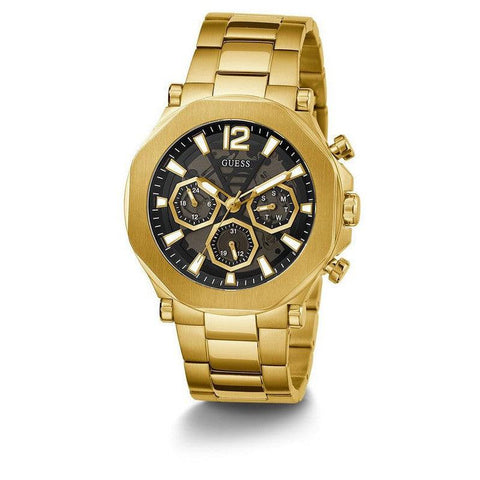 The Watch Boutique GUESS Mens Black Gold Tone Multi-function Watch GW0539G2