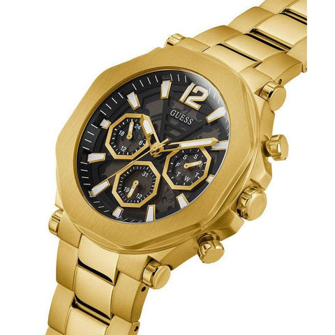 The Watch Boutique GUESS Mens Black Gold Tone Multi-function Watch GW0539G2