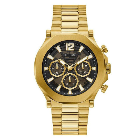 The Watch Boutique GUESS Mens Black Gold Tone Multi-function Watch GW0539G2