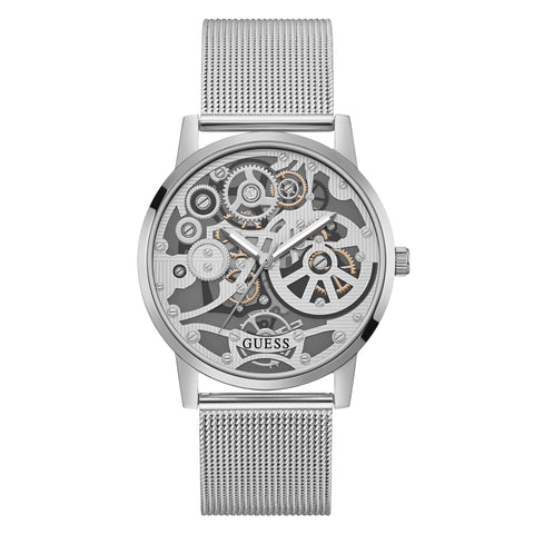 The Watch Boutique GUESS Mens Silver Tone Silver Analog Watch GW0538G1