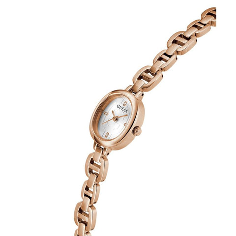 The Watch Boutique GUESSRose Gold Analog Watch with Oval White Dial