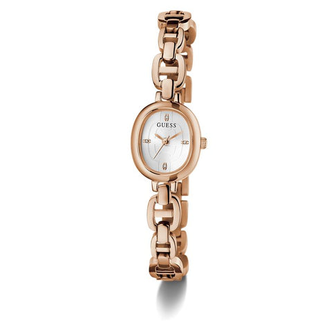 The Watch Boutique GUESSRose Gold Analog Watch with Oval White Dial