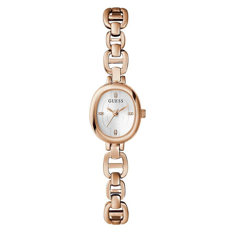The Watch Boutique GUESSRose Gold Analog Watch with Oval White Dial
