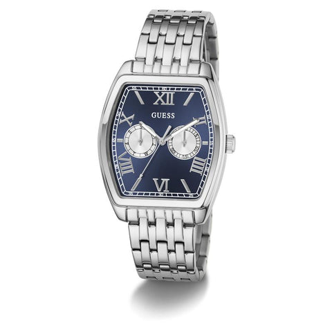 The Watch Boutique Guerss Silver Tone Multi-Function Blue Dial Watch