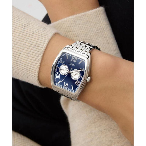 The Watch Boutique Guerss Silver Tone Multi-Function Blue Dial Watch
