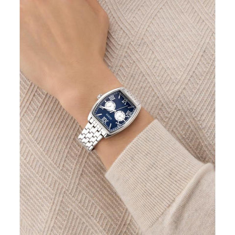 The Watch Boutique Guerss Silver Tone Multi-Function Blue Dial Watch