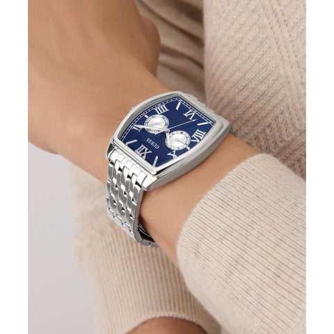 The Watch Boutique Guerss Silver Tone Multi-Function Blue Dial Watch