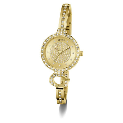The Watch Boutique Gues Giselle Gold Tone Analog Watch with Diamond Accents