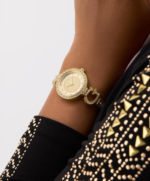 The Watch Boutique Gues Giselle Gold Tone Analog Watch with Diamond Accents