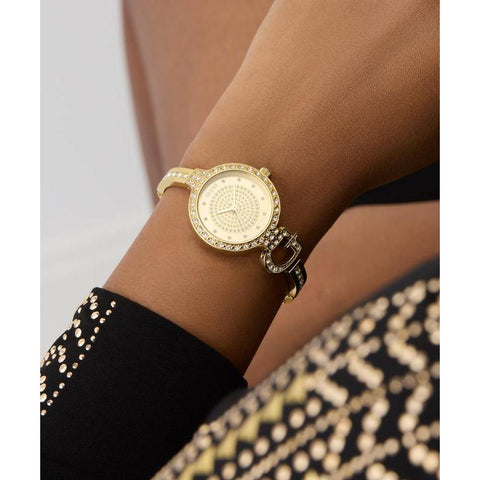 The Watch Boutique Gues Giselle Gold Tone Analog Watch with Diamond Accents