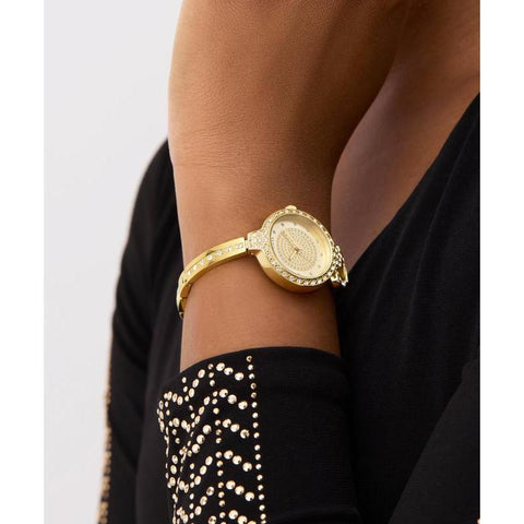 The Watch Boutique Gues Giselle Gold Tone Analog Watch with Diamond Accents