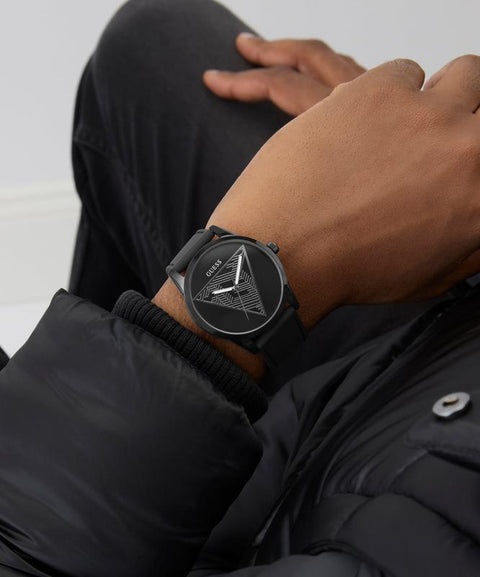 The Watch Boutique Guess Black Analog Watch with Triangle Dial