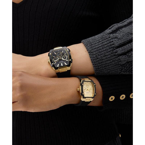 The Watch Boutique Guess Black Gold Tone Multi-Function Stainless Steel Watch