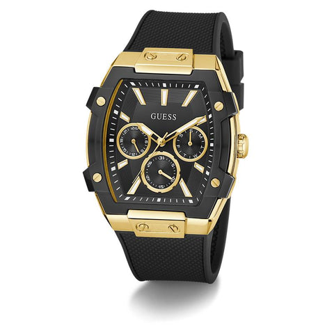 The Watch Boutique Guess Black Gold Tone Multi-Function Stainless Steel Watch